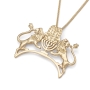 Handcrafted 14K Yellow Gold Lion of Judah Pendant Necklace With Ten Commandments and Menorah - 2