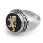 Rafael Jewelry Handcrafted Sterling Silver and Onyx Stone Ring With 14K Yellow Gold Lion of Judah Design - 2