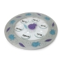 Glass Seder Plate With Hand Painted Pomegranates Design By Lily Art (Blue & Purple) - 2