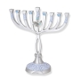 Lily Art Aluminum Twist Hanukkah Menorah with Dove (Light Blue) - 1
