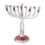 Lily Art Aluminum Twist Hanukkah Menorah with Hamsa (Orange and Purple) - 1