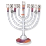 Lily Art Aluminum Classic Hanukkah Menorah with Dreidel (Red) - 1