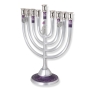 Lily Art Aluminum Classic Hanukkah Menorah with Hamsa (Purple) - 2