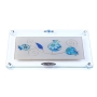 Lily Art Pomegranate Glass Challah Board – Floral Blue  - 1