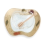 Lily Art Painted Glass Apple Honey Dish with Gold Marbles and Pomegranates  - 3