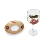 Lily Art Glass Rosh Hashanah Set - Gold Swirl Pomegranate Design - 3