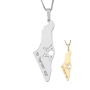 Map of Israel Necklace with Am Yisrael Chai and Cut-Out Star of David - Silver or Gold-Plated - 1