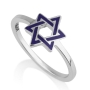 Marina Jewelry 925 Sterling Silver Blue Star of David Ring  - 1