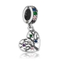 Marina Jewelry 925 Sterling Silver Tree of Life Hanging Charm With Heart Design and Colorful Crystals - 1