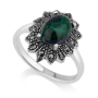 Marina Jewelry 925 Sterling Silver Vintage Eilat Stone Ring with Marcasite Stone - 1