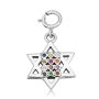 Marina Jewelry Silver and Multicoloured Stones Star of David Clip-on Charm - 1