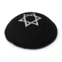Embroidered and Knitted Kippah with Star of David - Choice of Color - 4