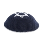 Embroidered and Knitted Kippah with Star of David - Choice of Color - 7