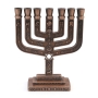Star of David 7-Branched Metal Menorah with Tribes of Israel - 10
