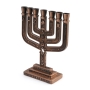 Star of David 7-Branched Metal Menorah with Tribes of Israel - 11