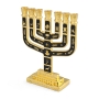 Twelve Tribes of Israel Gold-Plated Seven-Branch Menorah with Enamel - 4