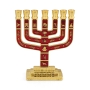 Twelve Tribes of Israel Gold-Plated Seven-Branch Menorah with Enamel - 5