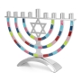Colorful & Modern Star of David Hanukkah Menorah  - 4