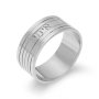 Men's Sterling Silver Striped Ring with Hebrew Name Engraving - 1