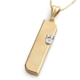 14K Yellow Gold Mezuzah Pendant Necklace With 14K White Gold Hebrew Letter Shin  - 2
