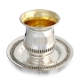 Sterling Silver Kiddush Cup and Saucer with Beaded Filigree Design - 2