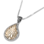 9K Gold HaEsh Sheli Teardrop Necklace with Cubic Zirconia Outline - 1