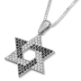 Sterling Silver Black-and-White Cubic Zirconia Star of David Necklace - 1