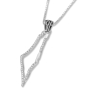 Sterling Silver Map of Israel Necklace - Cubic Zirconia Outline - 1