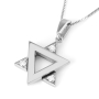 Modern 14K Gold Star of David Pendant Necklace With White Diamonds (Choice of Colors) - 5
