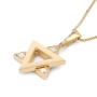 Modern 14K Gold Star of David Pendant Necklace With White Diamonds (Choice of Colors) - 3