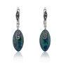 Marina Jewelry Sterling Silver Hanging Oval Eilat Stone Drop Earrings - 1