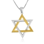 Star of David Interlocking Sterling Silver and Gold Plated Necklace Pendant - 1