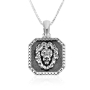Lion of Judah atop Octagon Sterling Silver Necklace Pendant - 1