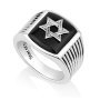 Men's Star of David Sterling Silver Ring with Onyx - 1