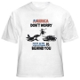Army T-Shirt. America Don't Worry, Israel is Behind You. White - 1