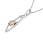 Two-Tone Sterling Silver and 9K Gold Map of Israel Pendant with Star of David - 3