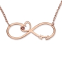 Gold Plated English / Hebrew Infinity Name Necklace with Heart and Birthstone - 4