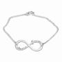 Sterling Silver English / Hebrew Infinity Name Bracelet (Up To 2 Names) - 2