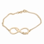 Gold Plated English / Hebrew Infinity Feather Name Bracelet - 1