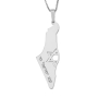 Map of Israel Necklace with Am Yisrael Chai and Cut-Out Star of David - Silver or Gold-Plated - 2