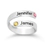 Sterling Silver Two Names Ring with Birthstones - 5