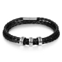 Black Leather Hebrew Name Bracelet for Dads - Up To 5 Names - 3