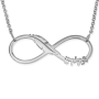 Sterling Silver Double Thickness Hebrew / English Infinity and Feather Name Necklace - Choice of Color - 1