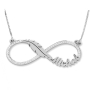 14K Gold English / Hebrew Diamond Infinity Name Necklace with Feather - 2