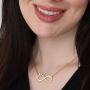 Gold Plated Double Thickness Hebrew / English Infinity Name Necklace - Three Little Birds - 2