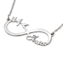 14K Gold English / Hebrew Infinity Name Necklace with Birds - 7