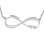Sterling Silver Double Thickness Hebrew / English Infinity Necklace with up to Two Names - 1