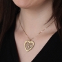 Hebrew/English Heart-Shaped Name Necklace With Family Tree Design And Birthstones - 5