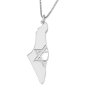 Map of Israel Necklace with Cut-Out Star of David - Silver or Gold-Plated - 7