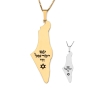 Map of Israel Necklace with Engraved Am Yisrael Chai and Star of David - Silver or Gold-Plated - 7